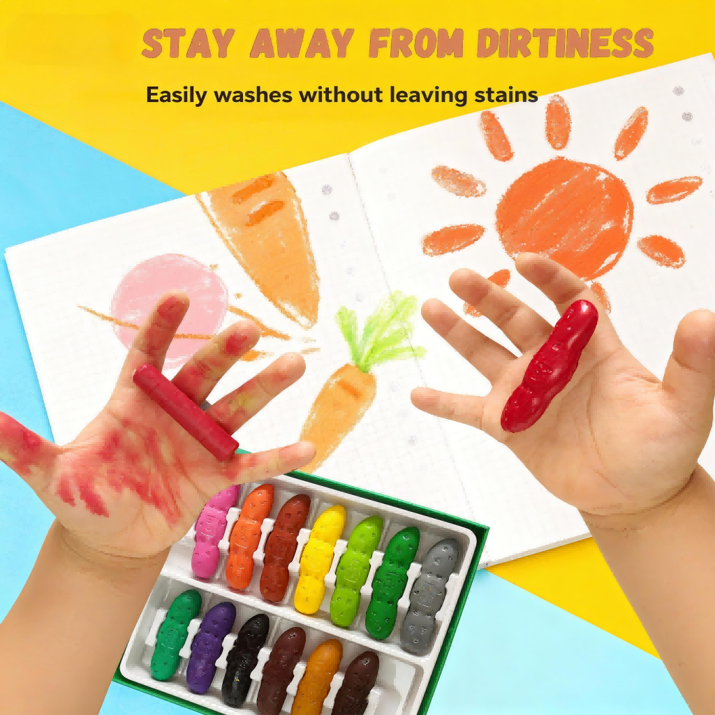 Kuelox Pea-Shaped Washable Grip Crayons for Toddlers