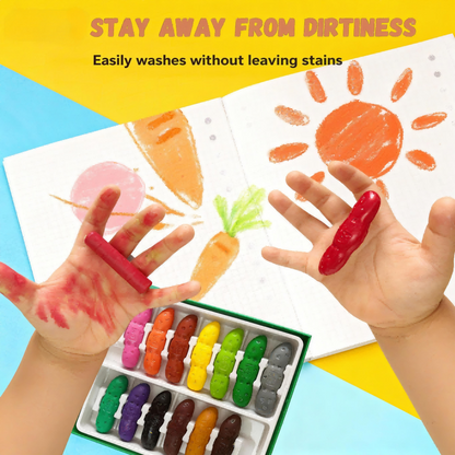Kuelox Pea-Shaped Washable Grip Crayons for Toddlers