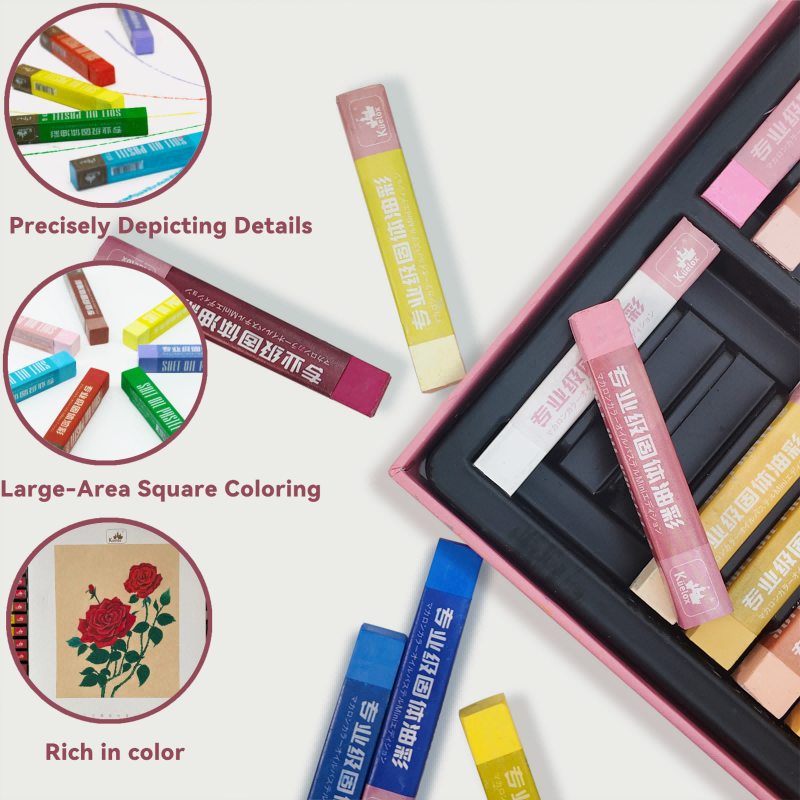 Kuelox Professional "Brick" Series Solid Oil Pastels | 48 High-Pigment Colors