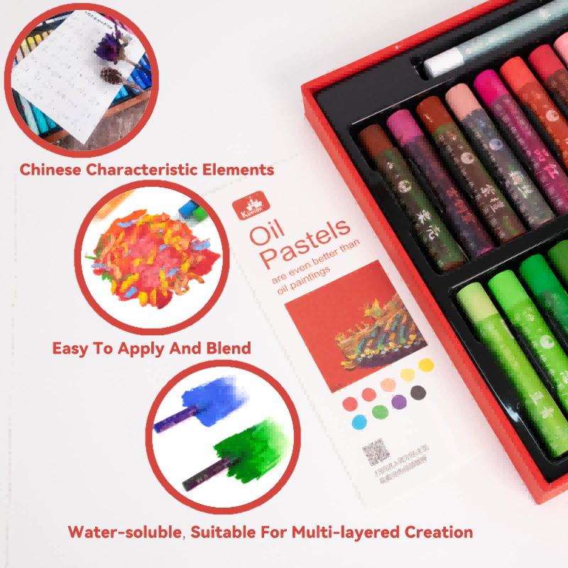 Chinese Color Oil Pastel Set with Traditional Eastern Set