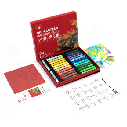 Chinese Color Oil Pastel Set with Traditional Eastern Set