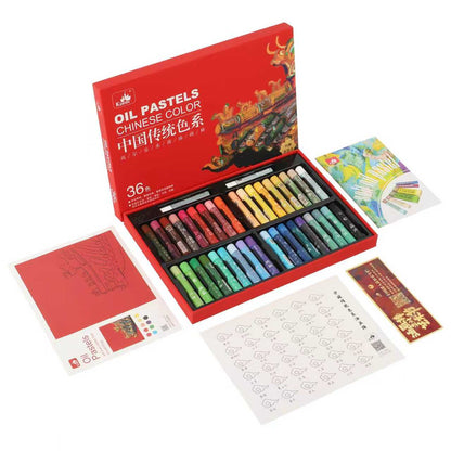 Chinese Color Oil Pastel Set with Traditional Eastern Set