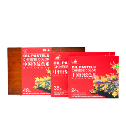 Chinese Color Oil Pastel Set with Traditional Eastern Set