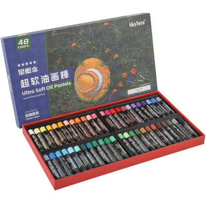 Skyists 48-Color Soft Oil Pastel Value Set for Colorful Art Practice