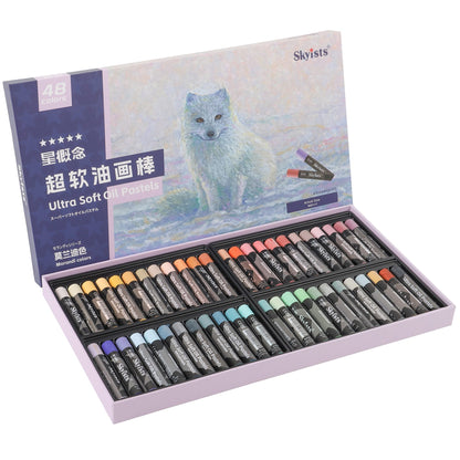 Skyists 48-Color Soft Oil Pastel Value Set for Colorful Art Practice