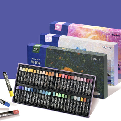 Skyists 48-Color Soft Oil Pastel Value Set for Colorful Art Practice
