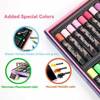 Skyists 48-Color Soft Oil Pastel Value Set for Colorful Art Practice
