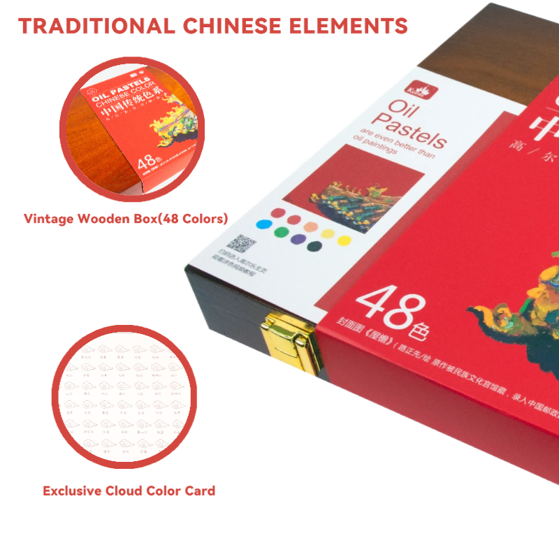 Chinese Color Oil Pastel Set with Traditional Eastern Set