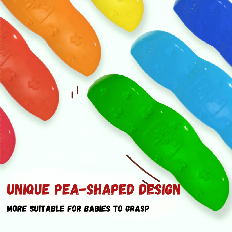 Kuelox Pea-Shaped Washable Grip Crayons for Toddlers