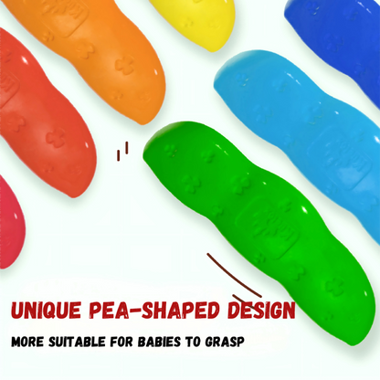 Kuelox Pea-Shaped Washable Grip Crayons for Toddlers