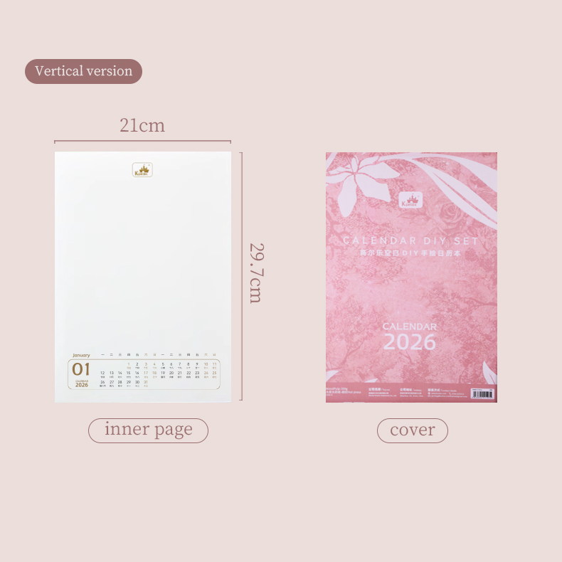 2026 DIY Hand-Painted Calendar Set with 300gsm Art Paper