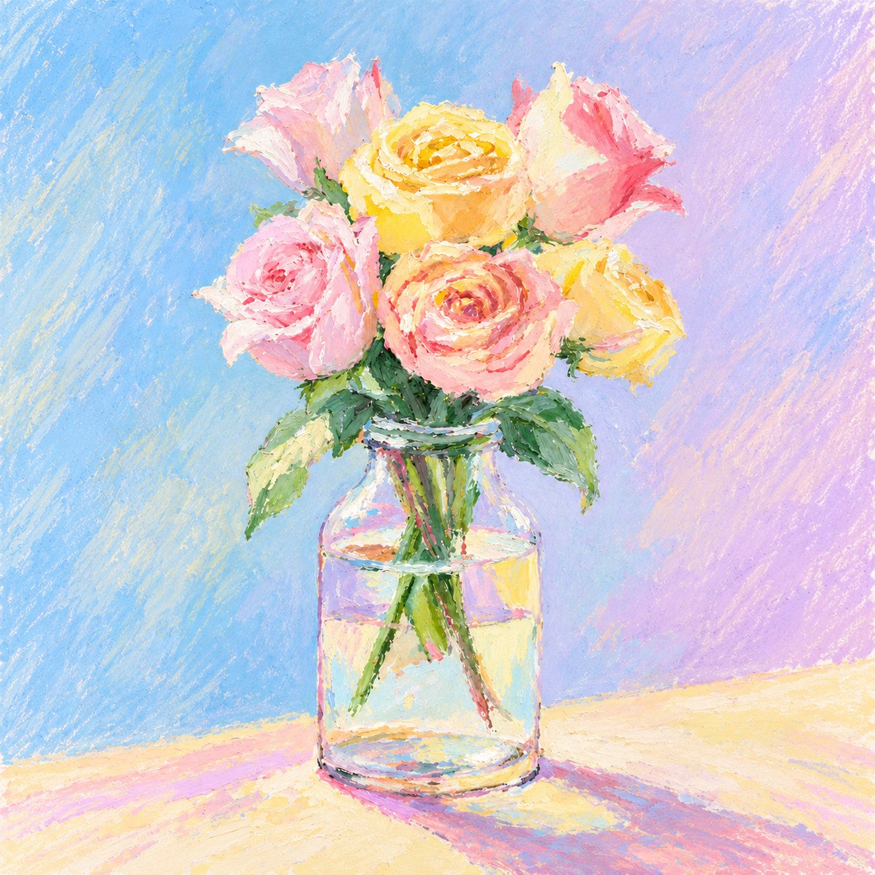 The same upright flower bouquet in light, soft Macaroon-inspired colors