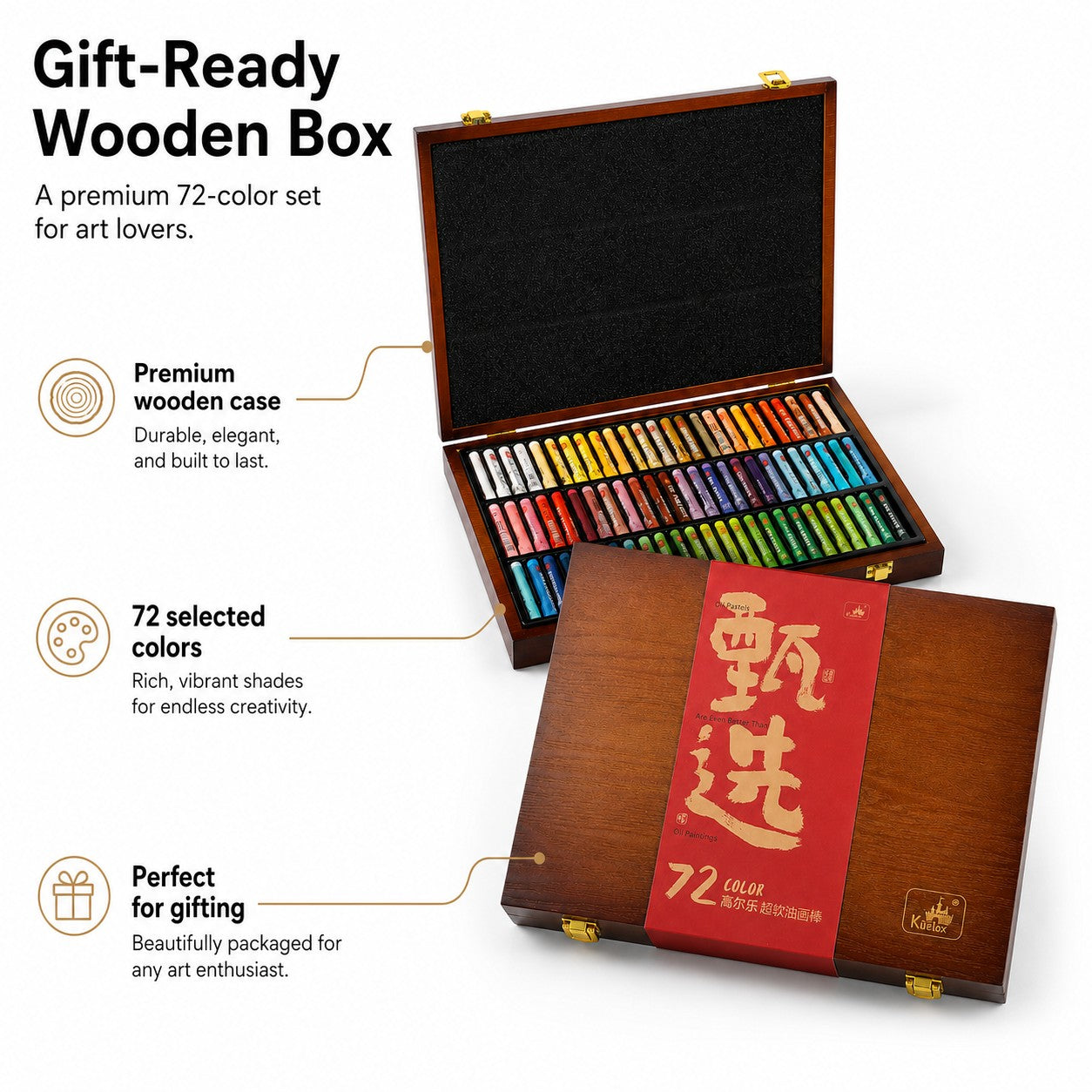 72-Color Selected Ultra-Soft Oil Pastel Wood Box Set