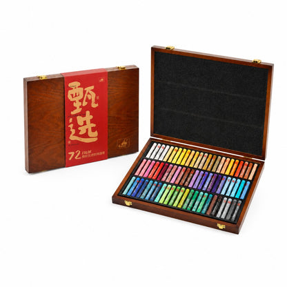 72-Color Selected Ultra-Soft Oil Pastel Wood Box Set