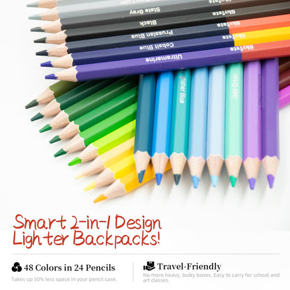 48-Color Twin-Tip Colored Pencil Set with Sharpener