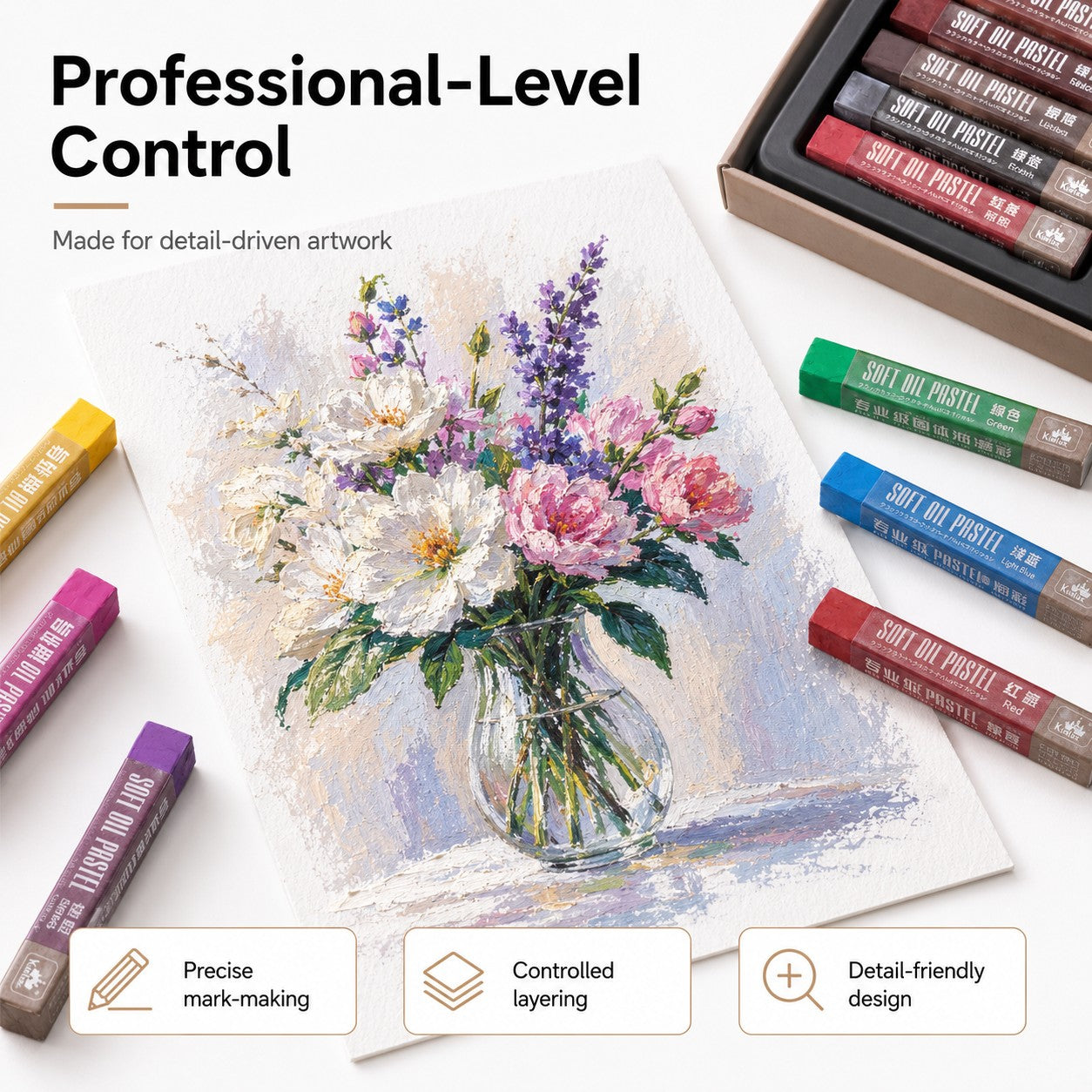 48-Color Professional Square Brick Oil Pastel Set